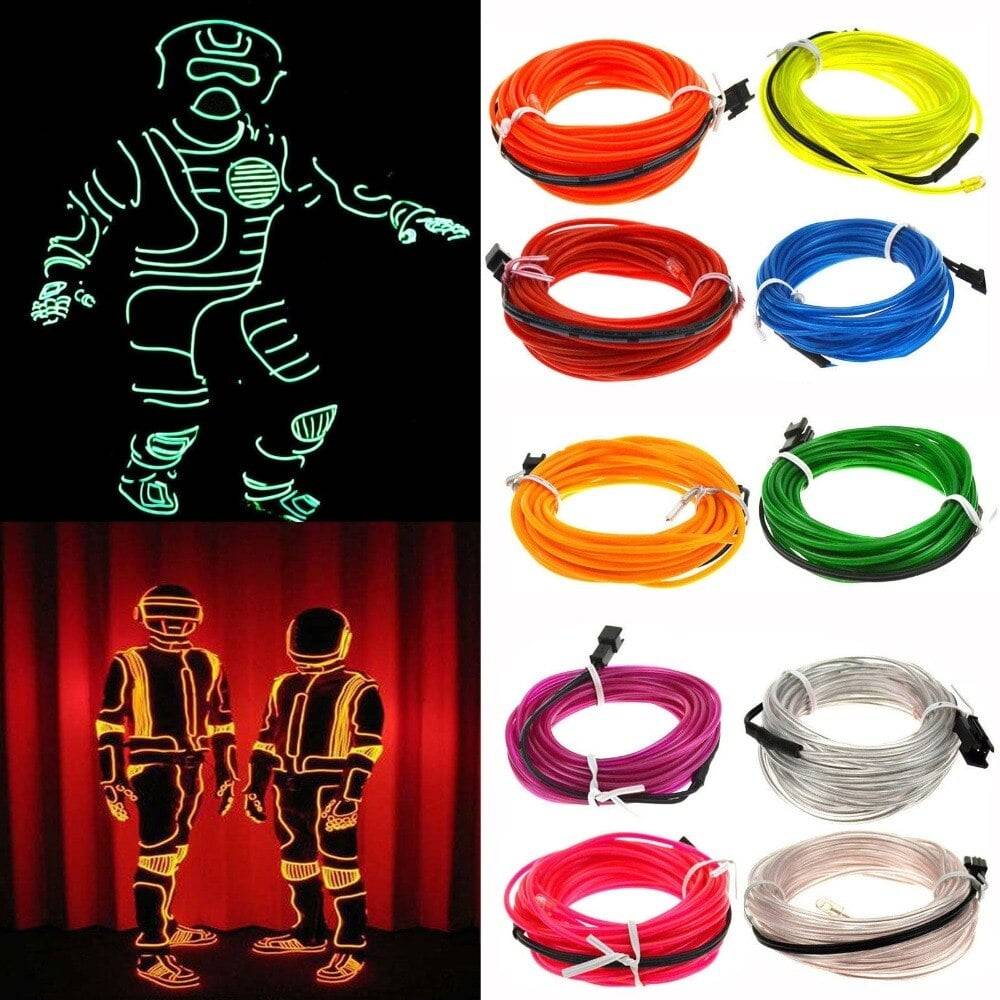 Glow Neon Cable Car Accessories Set : 3 Red Cables|3 Blue Cables|3 Green Cables|3 Yellow Cables 