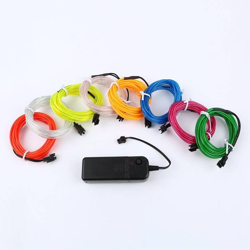 Glow Neon Cable Car Accessories Set : 3 Red Cables|3 Blue Cables|3 Green Cables|3 Yellow Cables 