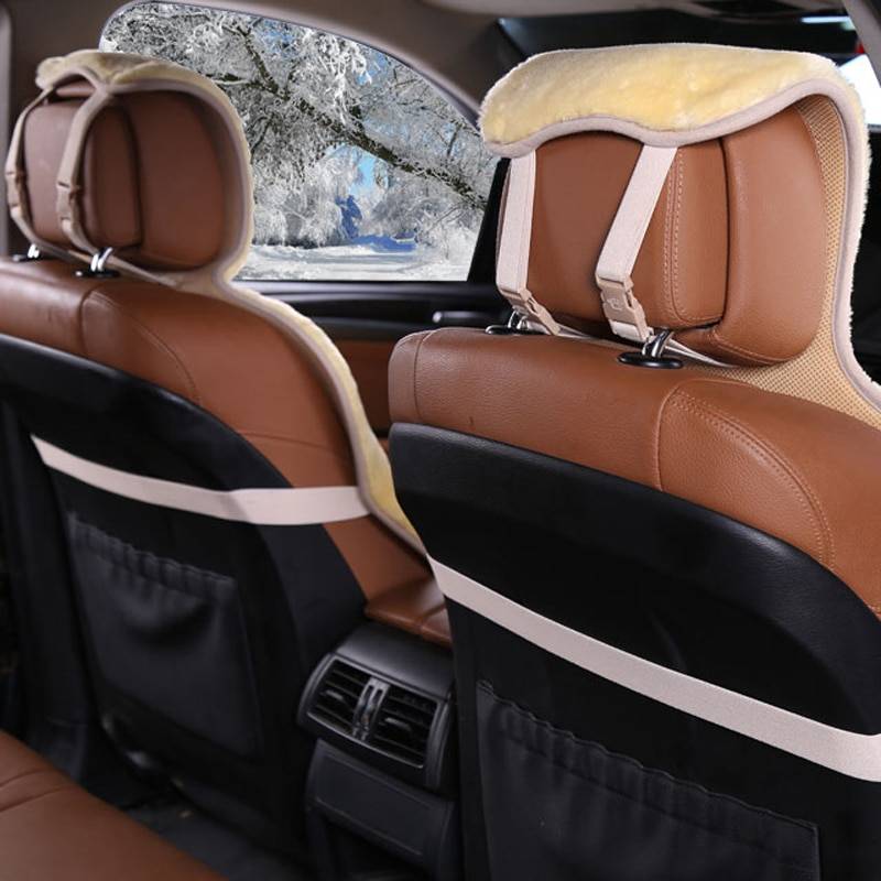 Faux Fur Car Seat Cover Car Organizers Color : White 2 pc|Gray 2 pc|Beige 2 pc|Black 2 pc 