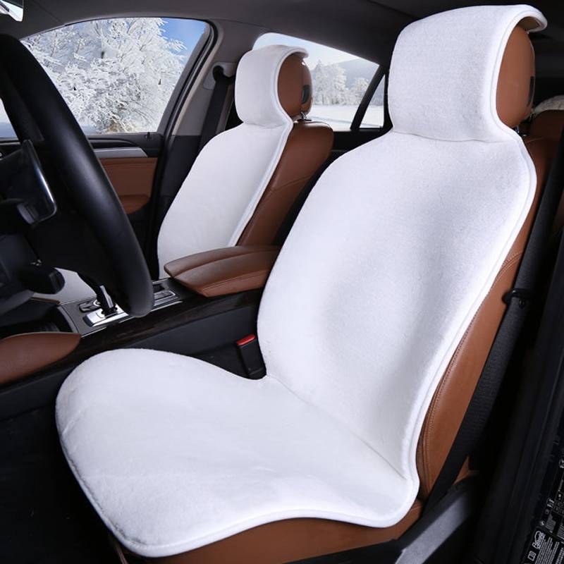 Faux Fur Car Seat Cover Car Organizers Color : White 2 pc|Gray 2 pc|Beige 2 pc|Black 2 pc 