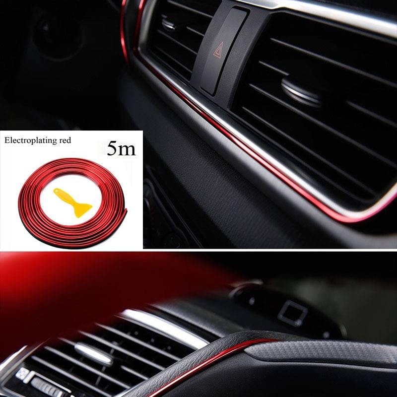 5M Car Styling Interior Decoration Strips . Car Accessories Color Name : Carbon fiber grain|red|blue|purple|gold|silver 