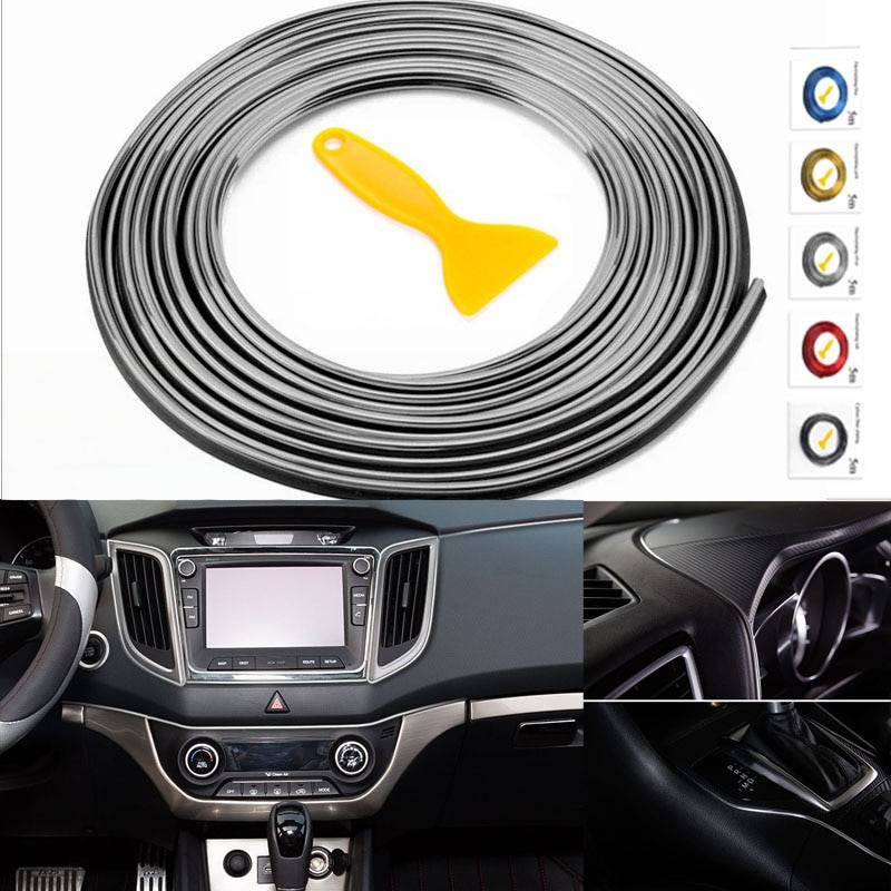5M Car Styling Interior Decoration Strips . Car Accessories Color Name : Carbon fiber grain|red|blue|purple|gold|silver 