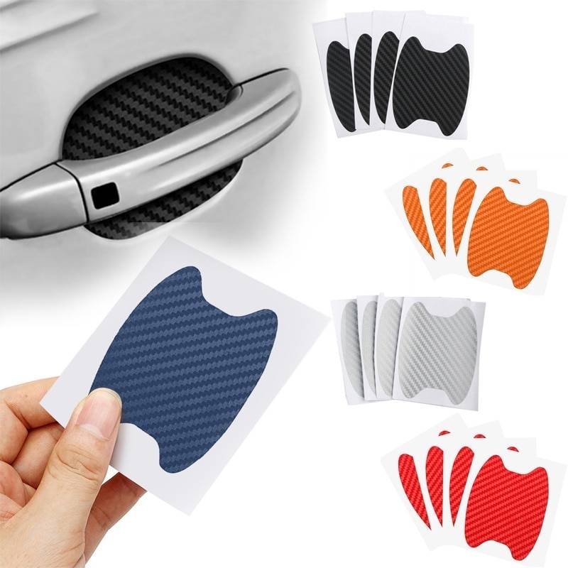 4Pcs/Set Car Door Sticker Carbon Fiber Scratches Resistant . Car Accessories Color Name : Orange|Silver|Red|Blue|Black 