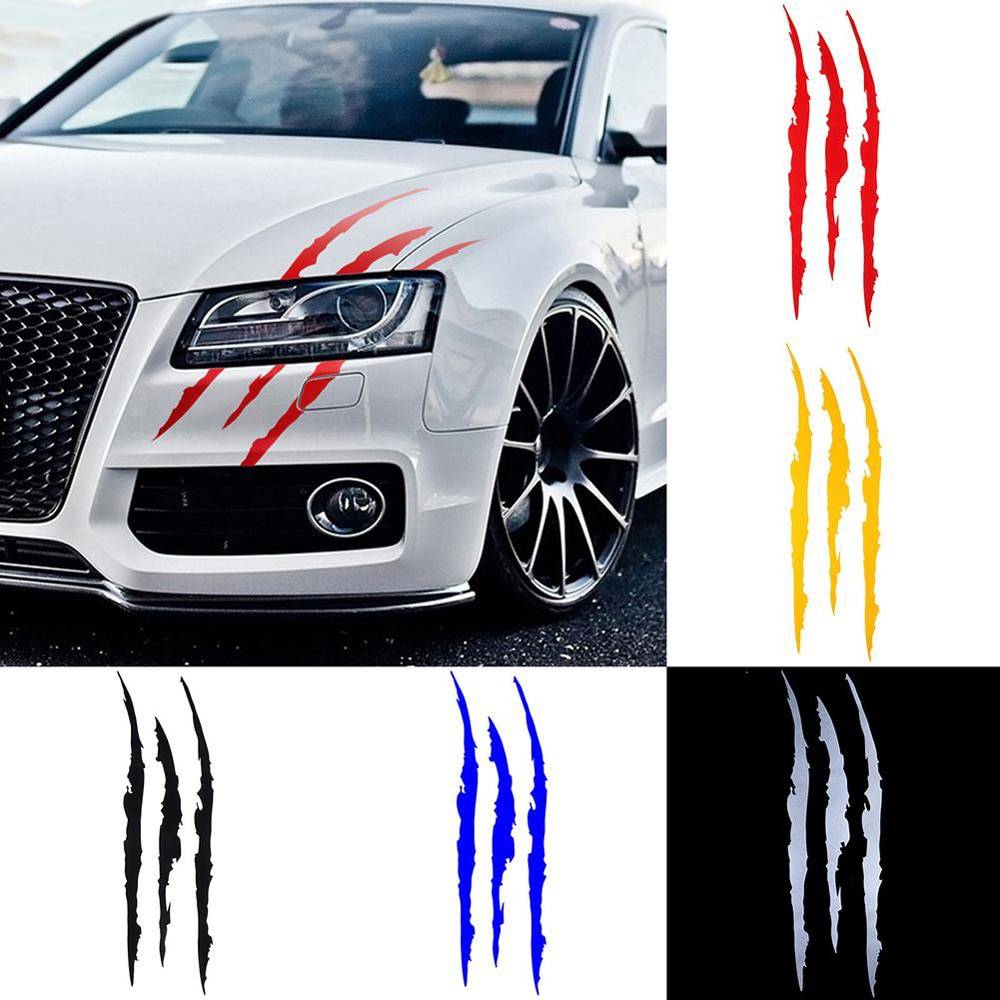Monster Claw Scratch Stripe Marks Headlight Decal Car Stickers Color Name : Blue|Gold|White|Red|Black 