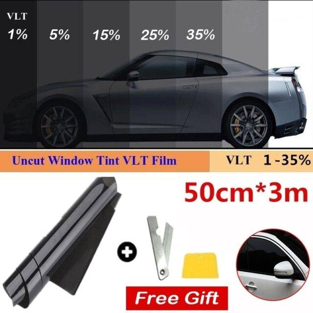 15% VLT: Dark Smoke Heat Insulation 50×300CM for Car Home Office Black Shading Film for Sun and UV Protection Window Tint Film Roll 