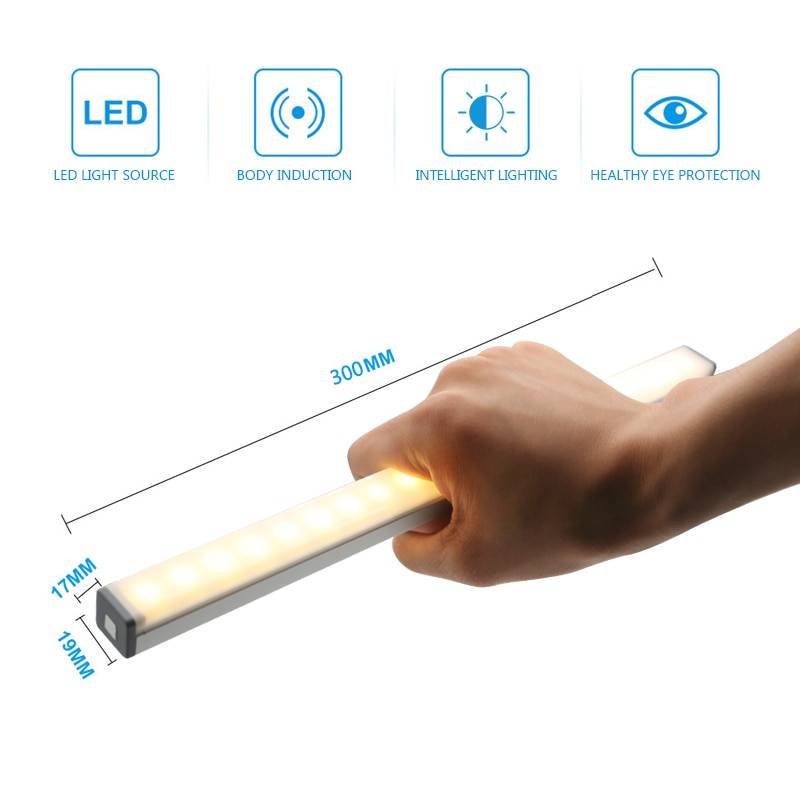 LED Night Light Motion Sensor Wireless USB Rechargeable Emitting Color : 9cm-6LED|19cm-10LED|15cm-10LED|21cm-14LED|30cm-20LED|50cm-36LED|19cm-24LED|30cm-40LED|40cm-60LED 