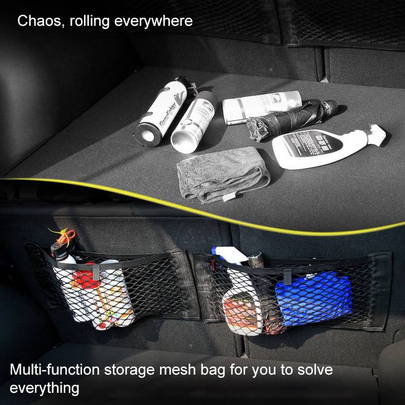 Car Back Rear Mesh Trunk Seat Elastic String Net Magic Sticker Universal Storage Bag Pocket Cage Auto Organizer Seat Back Bag Color Name : 40 x 25cm|50 x 25cm|60 x 25cm|80 x 25cm 