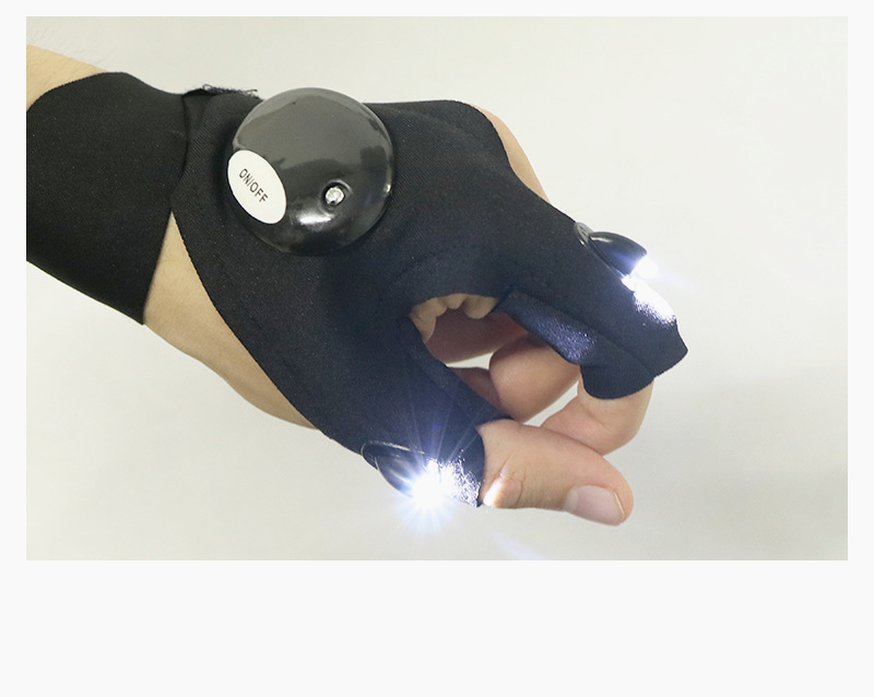 Night Light Waterproof Fishing Gloves with LED Flashlight Rescue Tools Outdoor Gear Cycling Practical Durable Fingerless Gloves