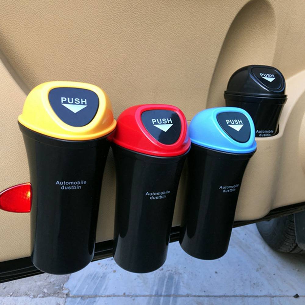 Car Trash Can Organizer Garbage Holder Automobiles Storage Bag Accessories Auto Door Seat Back Visor Trash Bin Paper Dustbin Color Name : Red|Blue|Green|Black|Yellow|Purple|Sky Blue|Pink 