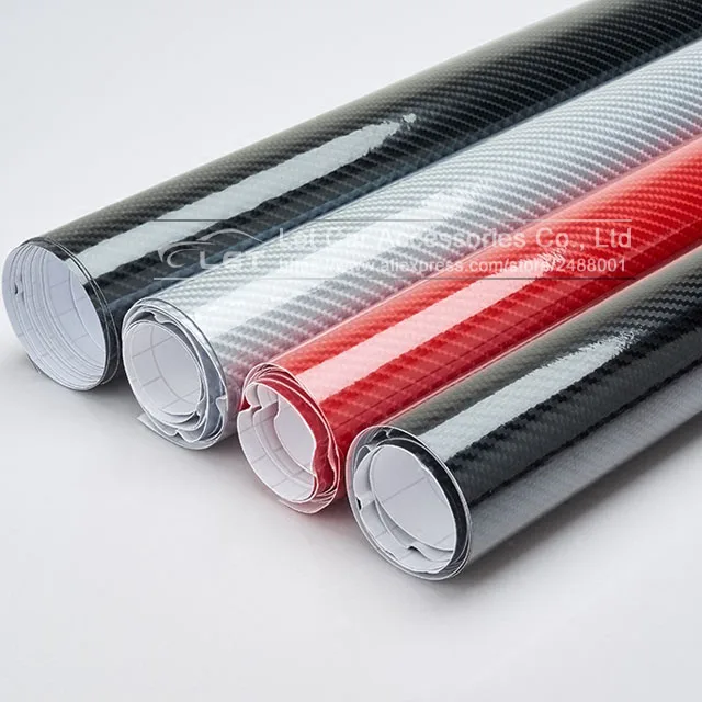 Car Styling high glossy 6D black carbon fiber vinyl film carbon fiber car wrap sheet Roll film tool Car sticker Decal Color Name : Black|White|Grey|Red|Orange|Blue|Silver 